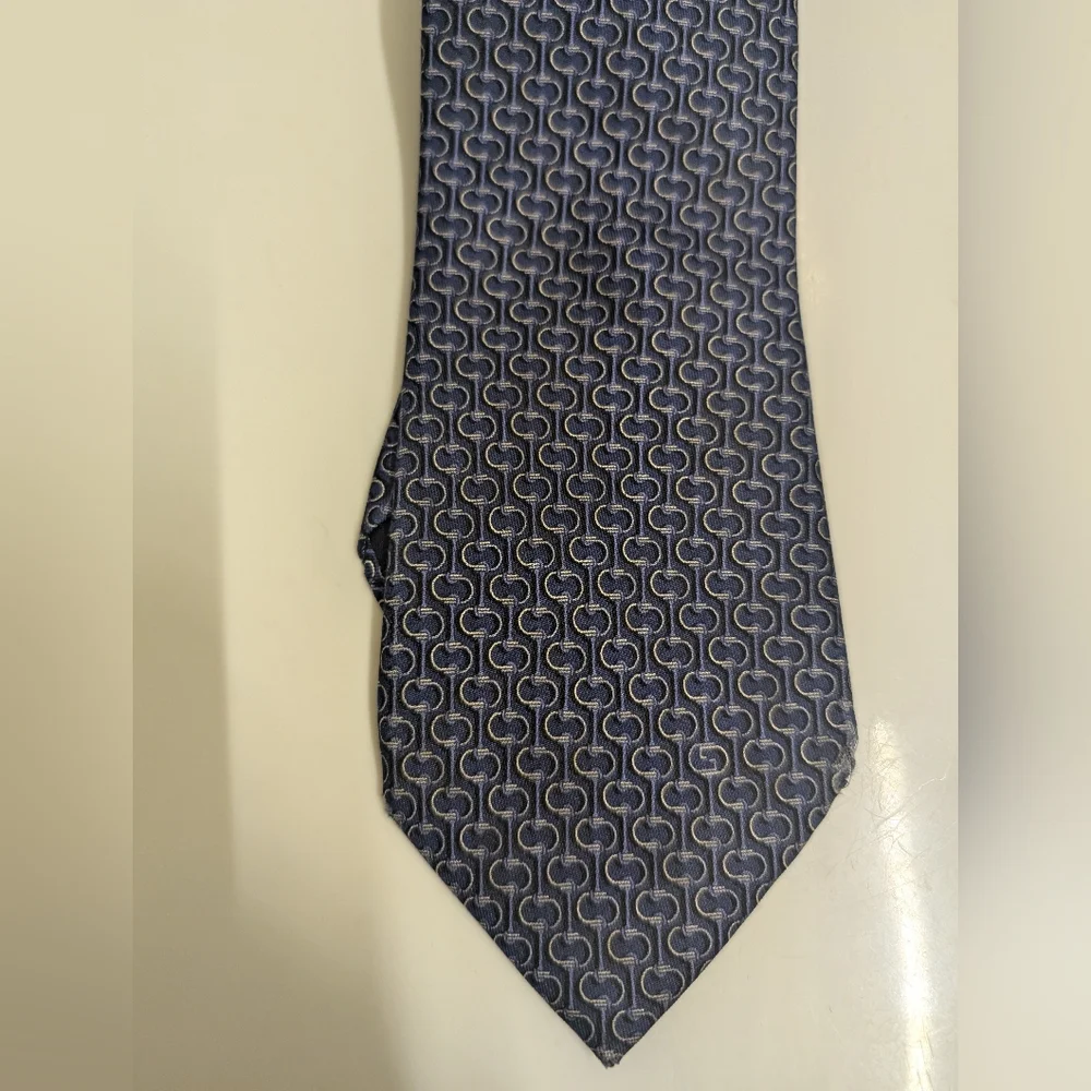 Gucci Blue Silk Printed Tie